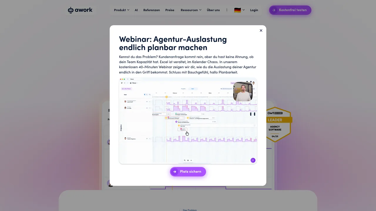 Screenshot: awork Landing Page