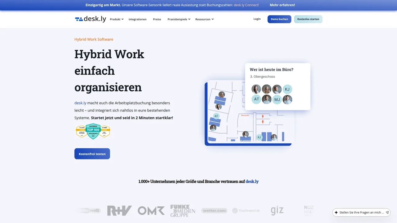Screenshot: desk.ly Landing Page