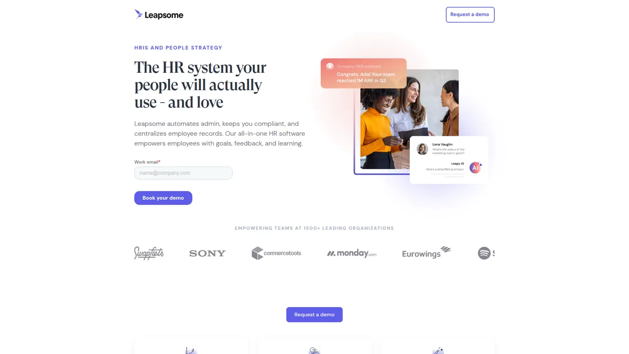 Screenshot: Leapsome Landing Page