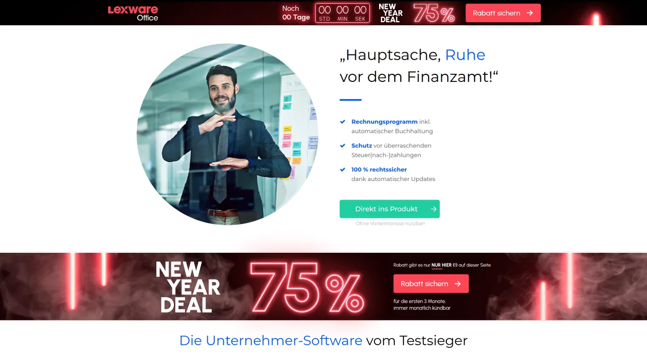 Screenshot: Lexware Landing Page